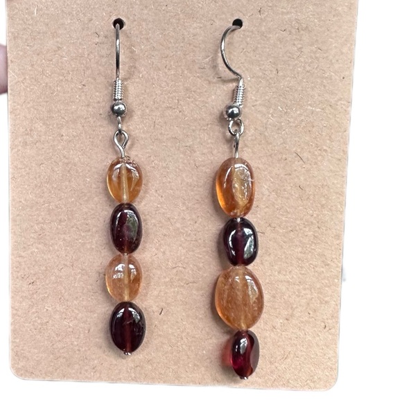 Hessonite Garnet earrings handmade dangly - Picture 1 of 4